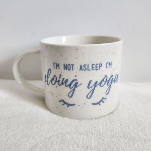 Threshold Porcelain I'm Not Asleep I'm Doing Yoga Eyelashes Coffee Cup Mug 14 Oz